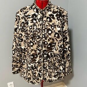 Chico's Animal Print Jean Jacket - Black and Brown